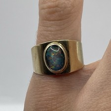 Art Deco Opal Ring 9ct Gold Set with Opal Doublet Antique/ Vintage Jewellery