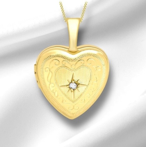 9ct diamond heart locket - heart,