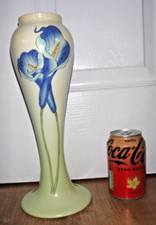 Past Times Art Nouveau Style Vase Blue Lily Iris Flower ~ 31cm Tall ~ Excellent