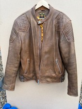 Goldtop Mens Waxed Brown '76 Cafe Racer Leather Motorcycle Jacket Size 46”
