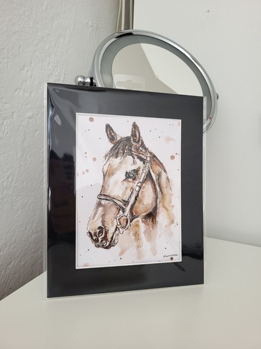 Mounted watercolour horse - mounted,