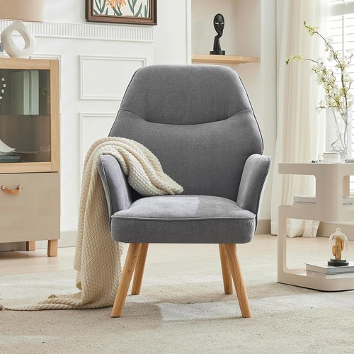 Grey velvet armchair wide seat - grey,