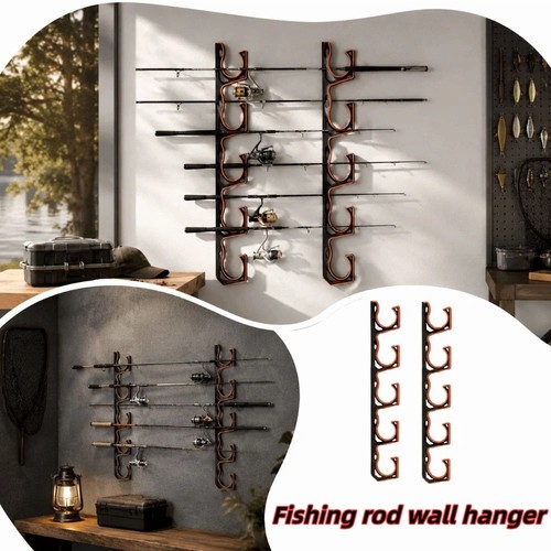 Fishing rod holder wall mount - wall,