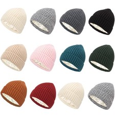 Satin Lined Beanie Hat Winter Hats Cuffed Hat Silk Lining Slouchy Knit Hat