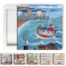 20x20cm Painting On Canvas Framel Art Pictures Nautical Beach Vintage Collection