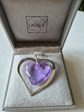 Lalique Silver and Crystal Double Puffed Heart Necklace
