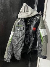 Next Boys Faux Leather Jacket with Patches and Hood Size 7 Years
