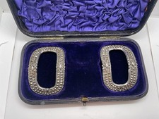 Shoe Buckles Cut Steel Pair Georgian Antique In Original Case