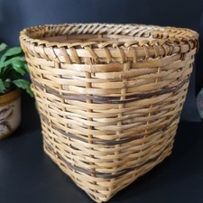 Vintage Wicker Cane Planter Plant Pot Medium 9in Tall Mcm Retro