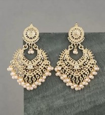 Gold Jhumka ChandBali Earrings