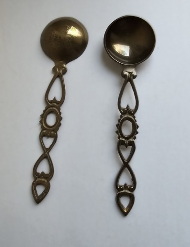 Vintage brass love spoons - brass,