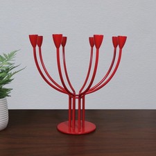 IKEA Red Metal STOCKHOLM 8-Arm Candelabra Taper Candle Holder Christmas Decor