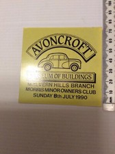The Morris Minor Owners Club  Vintage Badge Malvern Hills Branch Avoncroft 1990