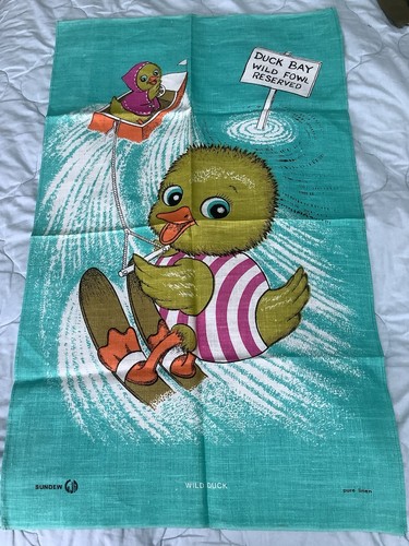 Vintage linen sundew tea towel - vintage,