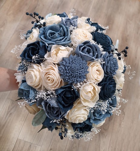 Dusty blue navy bridal bouquet - dusty,