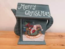 Vintage Christmas Wooden Tea