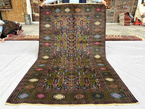 Green antique afghan pictorial - afghan,