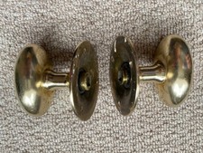 reclaimed heavy brass Oval  door knobs salvage over 600g