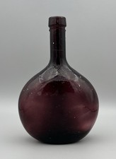 Victorian Amethyst Manganese Glass Bottle Hand Blown Tooled Lip c1890s 19cm tall
