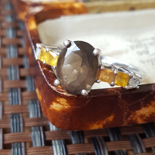 Sterling silver ring smoky - silver,