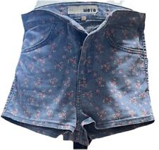 Top Shop Moto Women Ditsy Denim Hot Pants EUR 38 UK 10 W28 L 1.0 Inches 