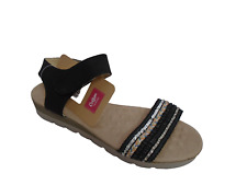 COTTON TRADERS BLACK FLAT ANKLE STRAP LADIES SANDALS UK 6 - EU 39