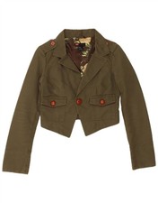 DIESEL Womens Crop Bolero Jacket UK 12 Medium Green Cotton AA09
