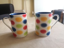 Whittard of Chelsea Handpainted Polka Dot Mugs X2