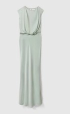 New Reiss Rupa Draped Maxi Dress In Sage Green RRP £268 Size 12