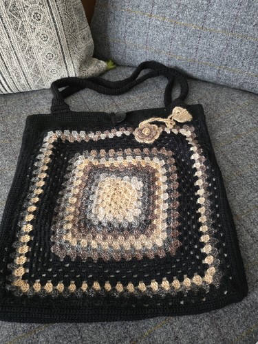 Handmade crochet square tote - handmade,