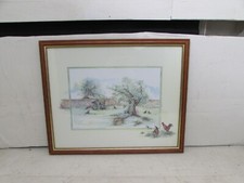 Vintage Glenda Rae Framed Print Depicting Chickens & Apple Tree's