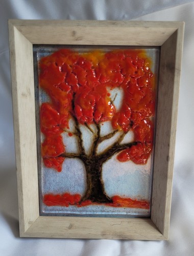 Fused glass art autumn tree - art,