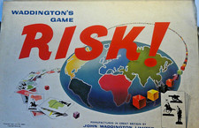 Vintage Early Big White Box Risk Game Complete inc Wooden Pieces Waddingtons