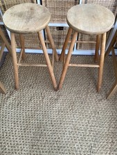  2 Vintage Wooden Bar Stools 