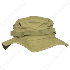 British Coyote Rip Stop Boonie Hat with Neck Flap - Sun Peak Bucket Bush Cap New