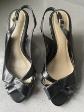 Evans 'Finish the Look' Black Patent Wedge Sandals size 8W - Worn Once