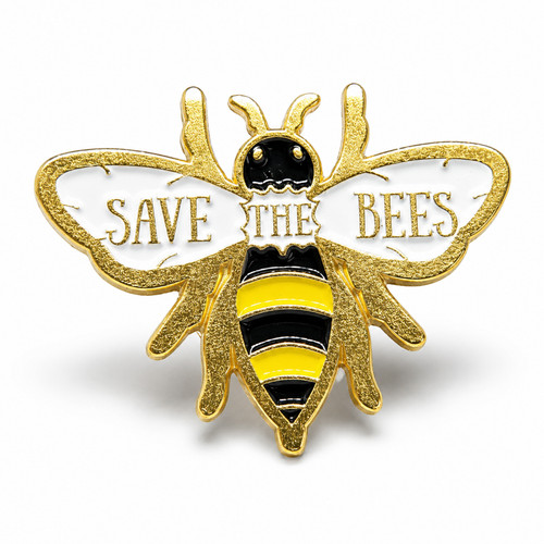 Save the bees pin badge - save,