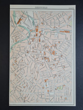 Antique 1898 Map - City Plan of Sheffield - Bartholomew