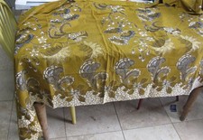 Vintage Ankara Wax print floral bird mustard fabric 210cm Long