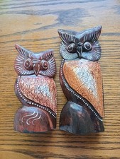 Pair Of Handcarved Owls