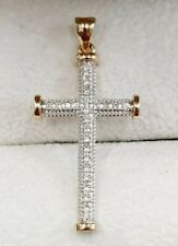 Cross Pendant Diamond 9ct Cross Natural Diamonds 1.18" 9ct Gold