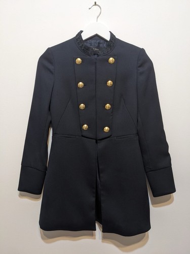 Zara navy coat jacket golden - zara,