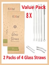 8 x Glass Drinking Straws Eco