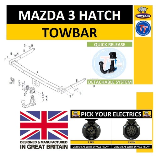 Towbar detachable swan neck - detachable,