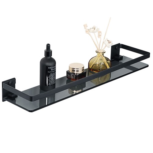 Bathroom shelf tempered - tempered, black