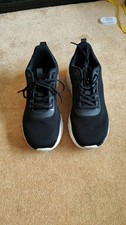 Mens Black Wide Fit Trainers Size 9 Lace Up