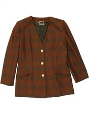 LUISA SPAGNOLI Womens 3 Button Blazer Jacket IT 48 XL Brown Check XC02
