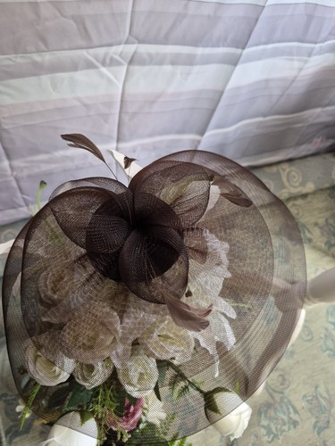 Chocolate brown fascinator hat - brown,