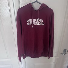 Weekend Offender Men’s Hoodie Spellout Burgundy Size Large