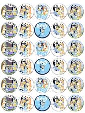 30 Bluey Family Edible Wafer Paper Cupcake Toppers Wafer Paper Fairy Cake Topper